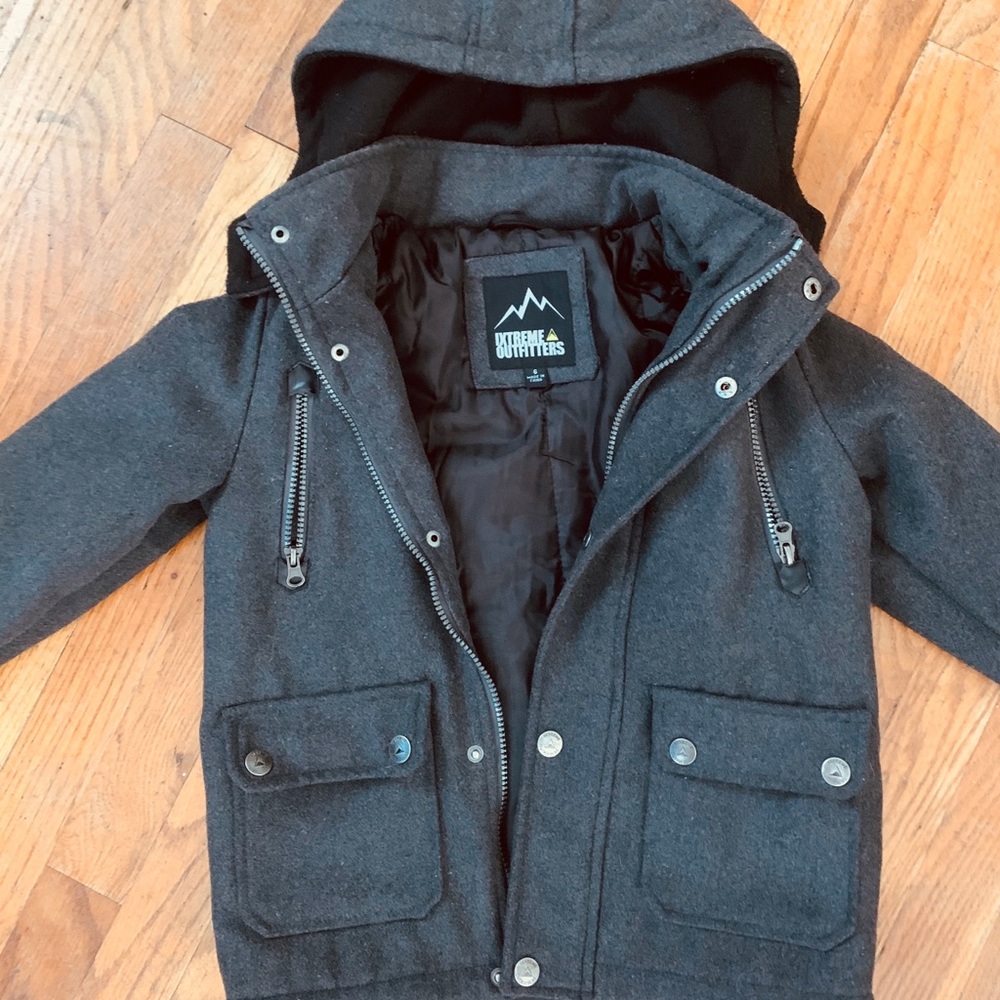 Charcoal Pea Coat Boys Insulated size 6